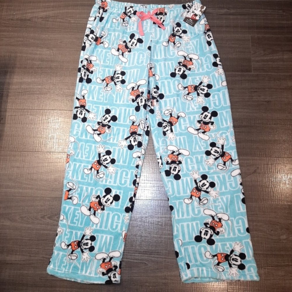 2X DISNEY Mickey Mouse Aqua Lounge Pants, Pajama Bottoms - Picture 10 of 10